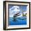 A Plesiopleurodon Jumps Out of the Water, Attacking an Ornithocheirus-null-Framed Art Print