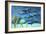 A Pod of Striped Dolphins Swimming Along a Reef-null-Framed Premium Giclee Print