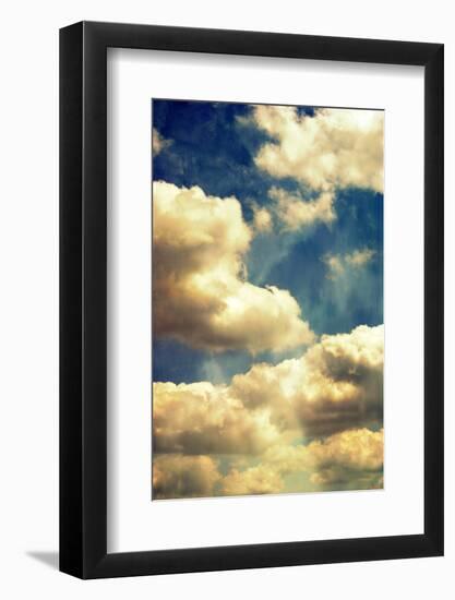 A Poetic Montage of a Blue Sky with White Clouds-Alaya Gadeh-Framed Photographic Print