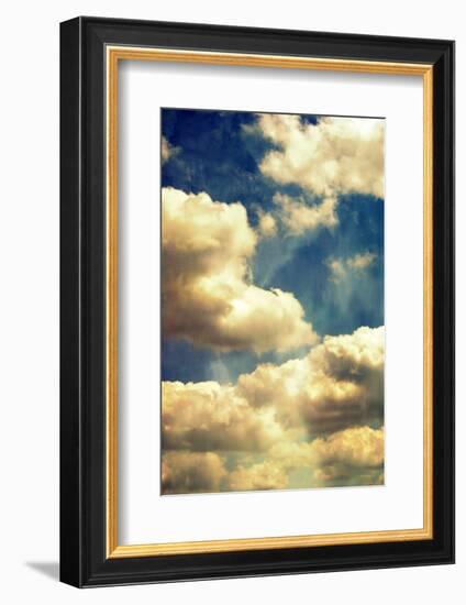 A Poetic Montage of a Blue Sky with White Clouds-Alaya Gadeh-Framed Photographic Print