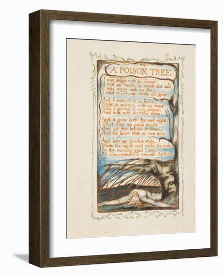 A Poison Tree. Songs of Innocence and of Experience, Ca 1825-William Blake-Framed Giclee Print