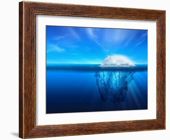 A Polar Bear on Top of a Natural Iceberg Glacier on the North Atlantic.-Solarseven-Framed Photographic Print