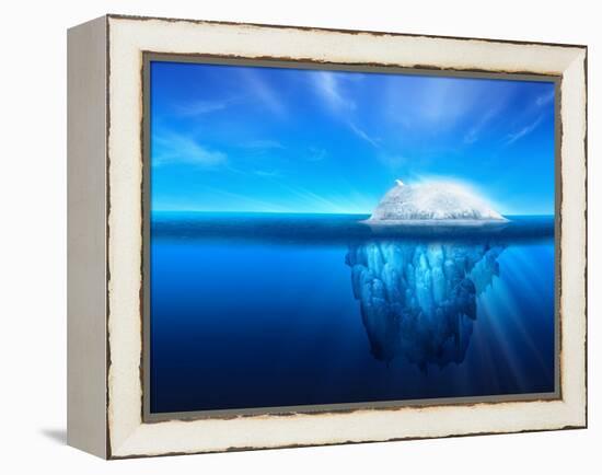 A Polar Bear on Top of a Natural Iceberg Glacier on the North Atlantic.-Solarseven-Framed Premier Image Canvas