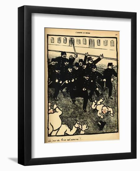 A Police Brigade Charges a Group of Demonstrators-Félix Vallotton-Framed Giclee Print