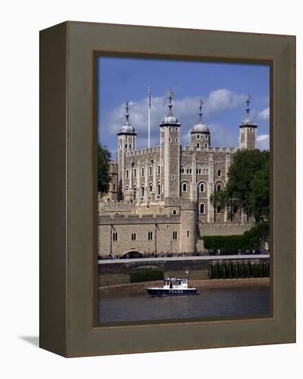 A Police Launch on the River Thames, Passing the Tower of London, England-David Hughes-Framed Premier Image Canvas