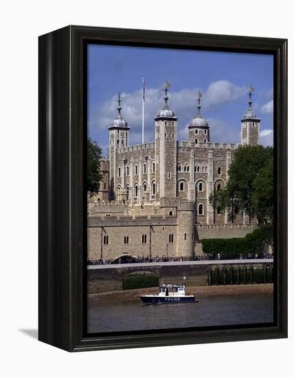 A Police Launch on the River Thames, Passing the Tower of London, England-David Hughes-Framed Premier Image Canvas