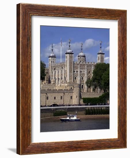 A Police Launch on the River Thames, Passing the Tower of London, England-David Hughes-Framed Photographic Print