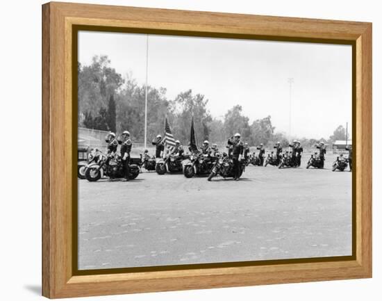 A Police Patrol with their Harley-Davidsons, America-null-Framed Premier Image Canvas