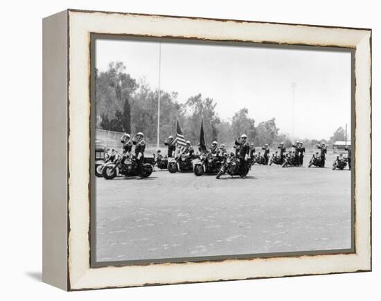 A Police Patrol with their Harley-Davidsons, America-null-Framed Premier Image Canvas