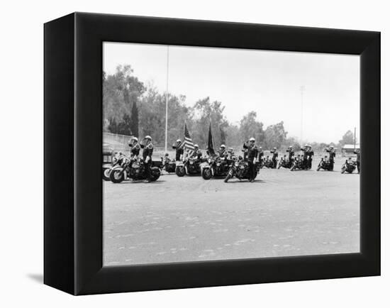 A Police Patrol with their Harley-Davidsons, America-null-Framed Premier Image Canvas