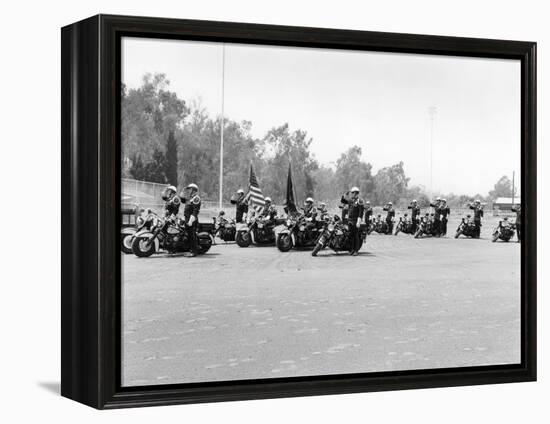 A Police Patrol with their Harley-Davidsons, America-null-Framed Premier Image Canvas