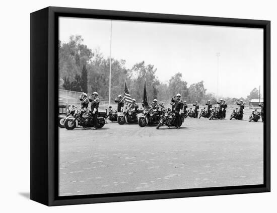 A Police Patrol with their Harley-Davidsons, America-null-Framed Premier Image Canvas