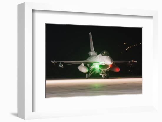 A Polish Air Force F-16 Taxiing at Trapani Air Base, Italy-Stocktrek Images-Framed Photographic Print