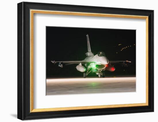 A Polish Air Force F-16 Taxiing at Trapani Air Base, Italy-Stocktrek Images-Framed Photographic Print