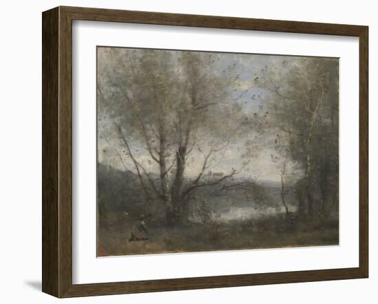 A Pond Seen Through the Trees, C.1855-65-Jean-Baptiste-Camille Corot-Framed Giclee Print