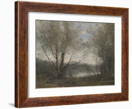 A Pond Seen Through the Trees, C.1855-65-Jean-Baptiste-Camille Corot-Framed Giclee Print