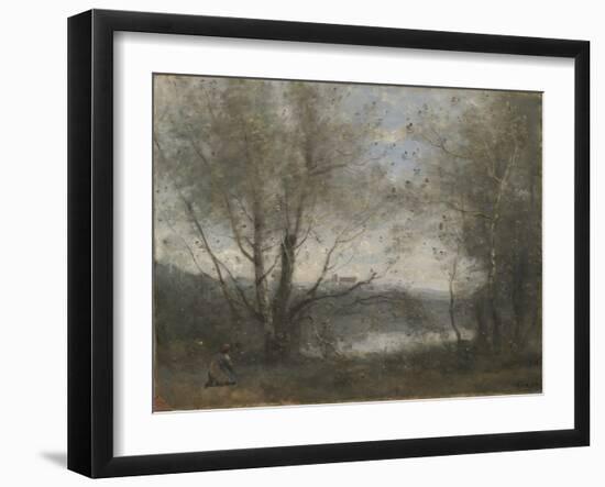 A Pond Seen Through the Trees, C.1855-65-Jean-Baptiste-Camille Corot-Framed Giclee Print