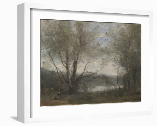 A Pond Seen Through the Trees, C.1855-65-Jean-Baptiste-Camille Corot-Framed Giclee Print