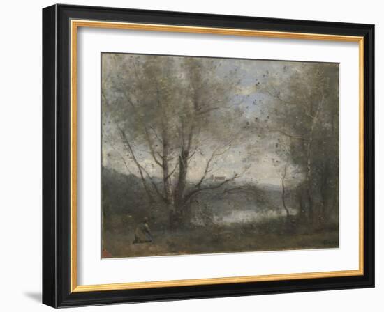 A Pond Seen Through the Trees, C.1855-65-Jean-Baptiste-Camille Corot-Framed Giclee Print