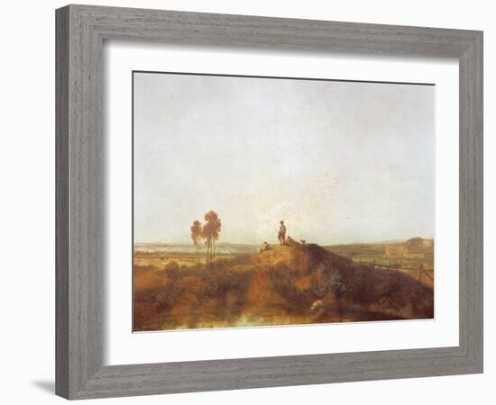 A Pool with Figures on a Hillock-Richard Wilson-Framed Giclee Print