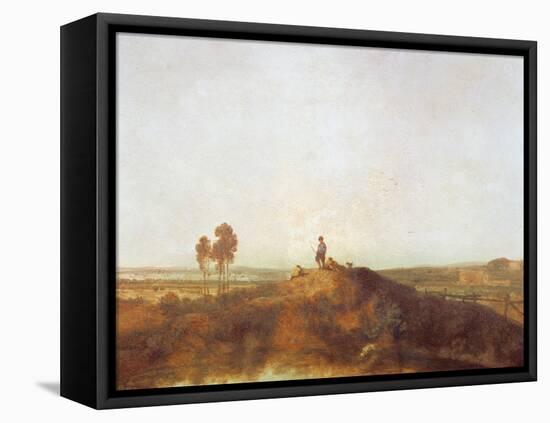 A Pool with Figures on a Hillock-Richard Wilson-Framed Premier Image Canvas