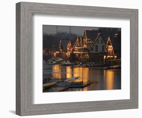 A Portion of Philadelphia's Boathouse Row is Shown at Dusk Thursday-null-Framed Photographic Print