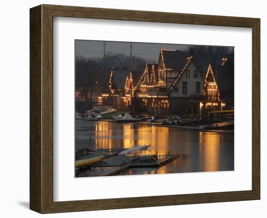 A Portion of Philadelphia's Boathouse Row is Shown at Dusk Thursday-null-Framed Photographic Print