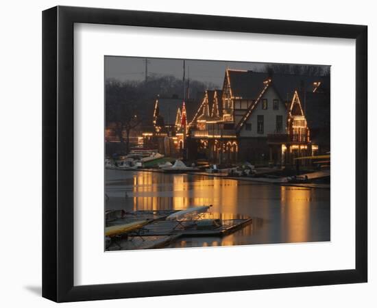 A Portion of Philadelphia's Boathouse Row is Shown at Dusk Thursday-null-Framed Photographic Print