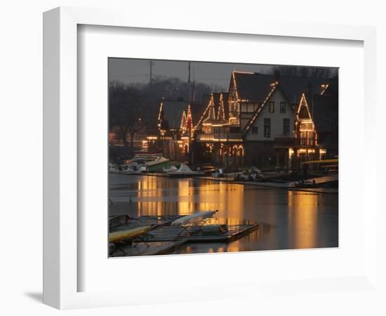 A Portion of Philadelphia's Boathouse Row is Shown at Dusk Thursday-null-Framed Photographic Print