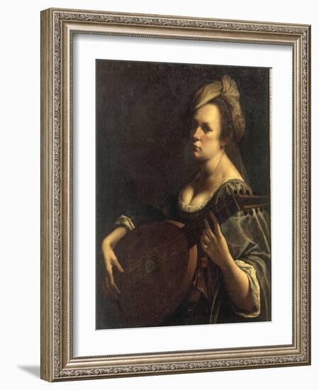 A Portrait of a Woman playing the Lute, possibly a Self-Portrait of the Artist, c.1615-Artemisia Gentileschi-Framed Giclee Print