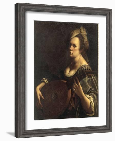 A Portrait of a Woman playing the Lute, possibly a Self-Portrait of the Artist, c.1615-Artemisia Gentileschi-Framed Giclee Print