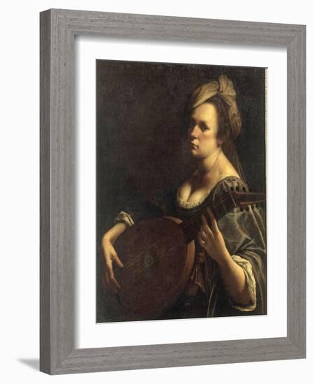 A Portrait of a Woman playing the Lute, possibly a Self-Portrait of the Artist, c.1615-Artemisia Gentileschi-Framed Giclee Print