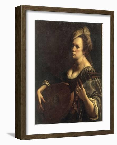 A Portrait of a Woman playing the Lute, possibly a Self-Portrait of the Artist, c.1615-Artemisia Gentileschi-Framed Giclee Print