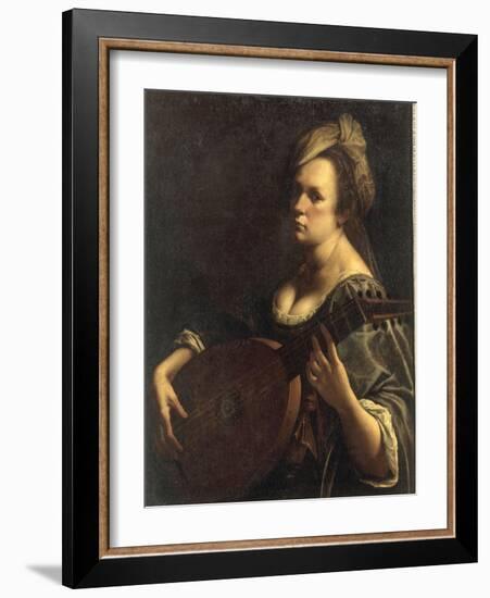 A Portrait of a Woman playing the Lute, possibly a Self-Portrait of the Artist, c.1615-Artemisia Gentileschi-Framed Giclee Print