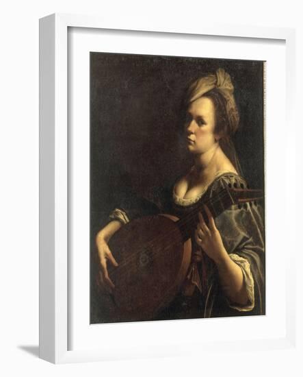 A Portrait of a Woman playing the Lute, possibly a Self-Portrait of the Artist, c.1615-Artemisia Gentileschi-Framed Giclee Print