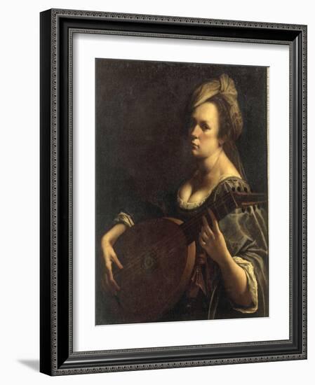 A Portrait of a Woman playing the Lute, possibly a Self-Portrait of the Artist, c.1615-Artemisia Gentileschi-Framed Giclee Print