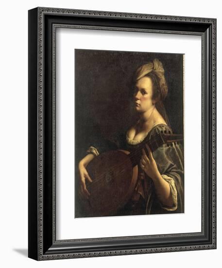 A Portrait of a Woman playing the Lute, possibly a Self-Portrait of the Artist, c.1615-Artemisia Gentileschi-Framed Giclee Print