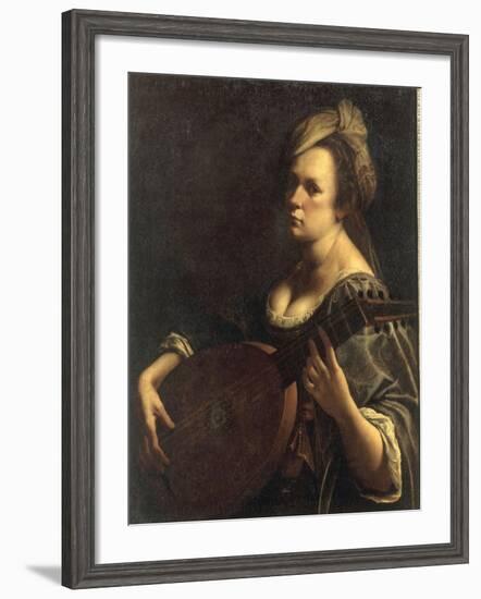 A Portrait of a Woman playing the Lute, possibly a Self-Portrait of the Artist, c.1615-Artemisia Gentileschi-Framed Giclee Print