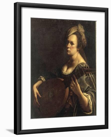 A Portrait of a Woman playing the Lute, possibly a Self-Portrait of the Artist, c.1615-Artemisia Gentileschi-Framed Giclee Print