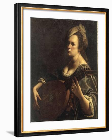 A Portrait of a Woman playing the Lute, possibly a Self-Portrait of the Artist, c.1615-Artemisia Gentileschi-Framed Giclee Print