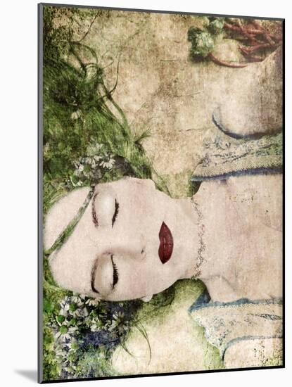 A Portrait of a Woman with Closed Eyes, Green Hair and Full Red Lips-Alaya Gadeh-Mounted Photographic Print