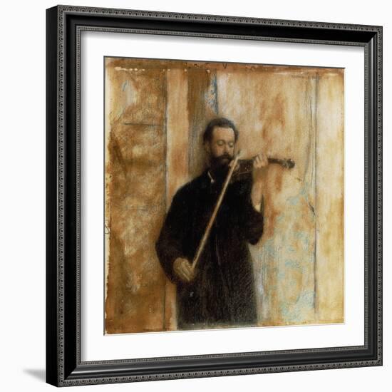 A Portrait of Achille Lerminiaux Playing the Violin, 1885-Fernand Khnopff-Framed Giclee Print