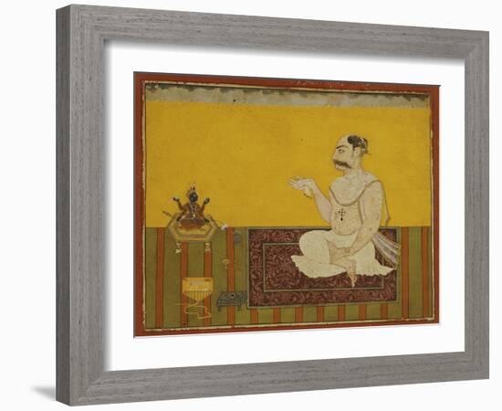 A Portrait of Raja Kirpal of Basohli circa 1690-null-Framed Giclee Print