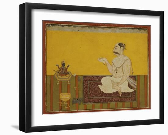 A Portrait of Raja Kirpal of Basohli circa 1690-null-Framed Giclee Print