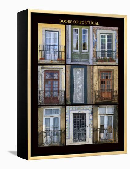 A poster featuring nine different doors of interest shot through Portugal.-Mallorie Ostrowitz-Framed Premier Image Canvas