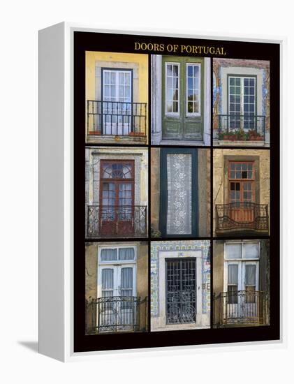 A poster featuring nine different doors of interest shot through Portugal.-Mallorie Ostrowitz-Framed Premier Image Canvas