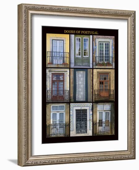 A poster featuring nine different doors of interest shot through Portugal.-Mallorie Ostrowitz-Framed Photographic Print