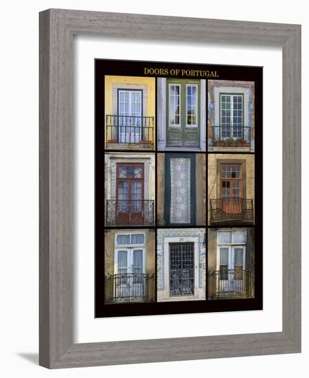 A poster featuring nine different doors of interest shot through Portugal.-Mallorie Ostrowitz-Framed Photographic Print