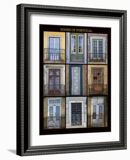 A poster featuring nine different doors of interest shot through Portugal.-Mallorie Ostrowitz-Framed Photographic Print