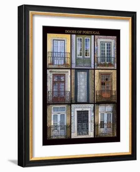 A poster featuring nine different doors of interest shot through Portugal.-Mallorie Ostrowitz-Framed Photographic Print